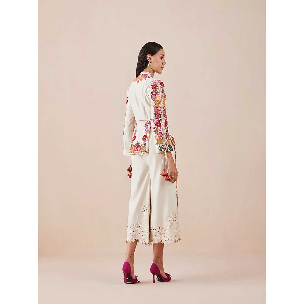 CHANDRIMA Ivory Panelled Cord Work Jacket