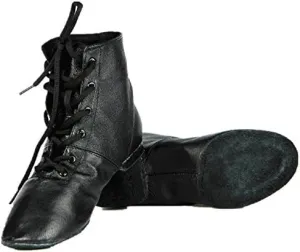 Cheapdancing Mens & Women's Practice Dancing Shoes Soft Leather Flat Jazz Boots (Black, Adult, Men, 12.5, Numeric, US Footwear Size System, Medium)