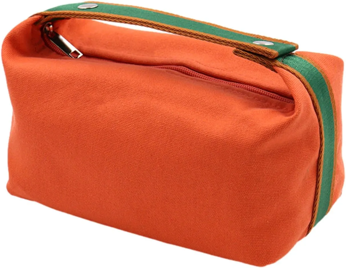 Cosmetic Bags for Women, Large Capacity Travel Cosmetic Bag, Large Capacity Cosmetic Bags for Women Open Flat Makeup Case Organizer Bag for Accessories, Shampoo, Full Sized Toiletries (Orange)