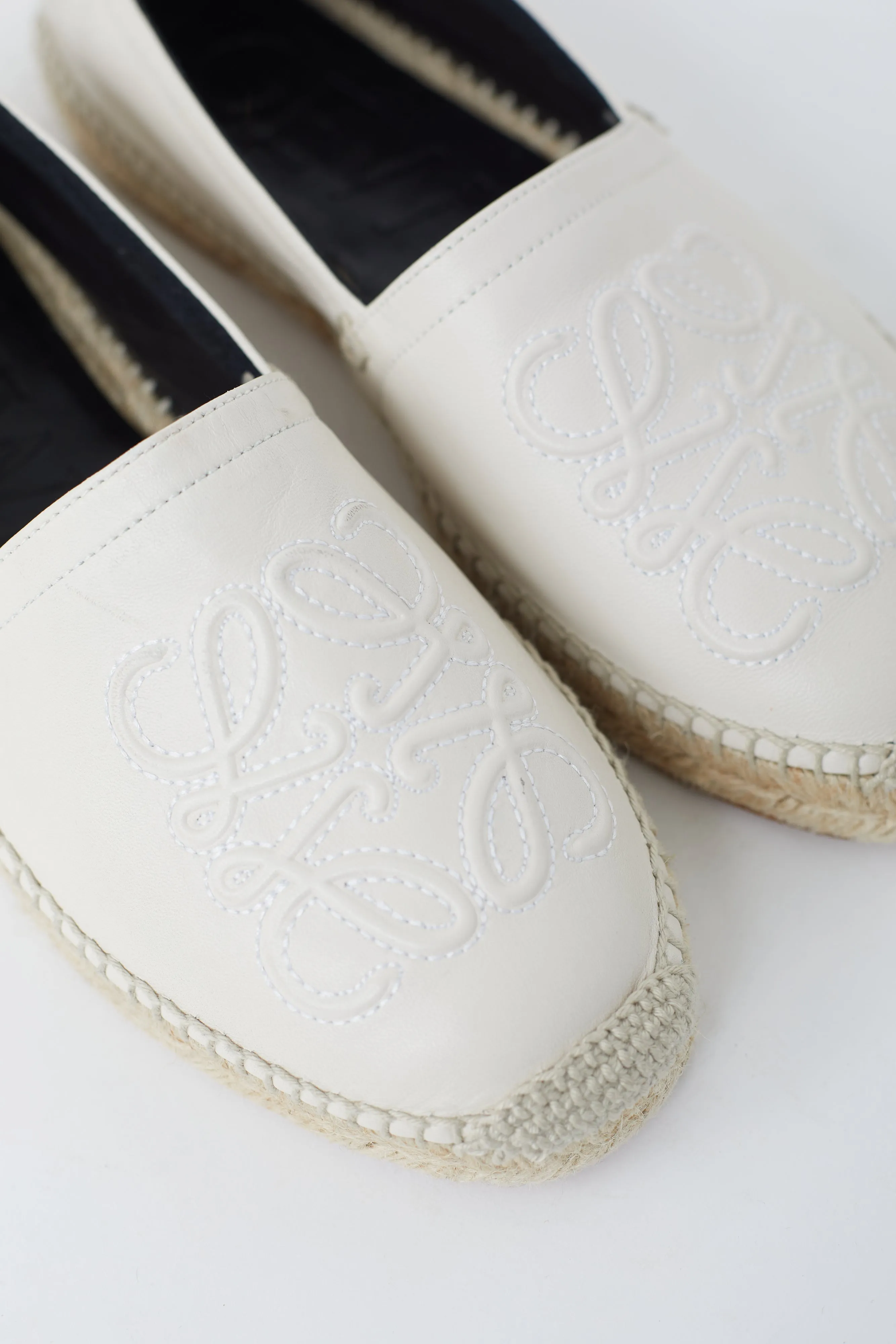 Cream Anagram Leather Espadrille