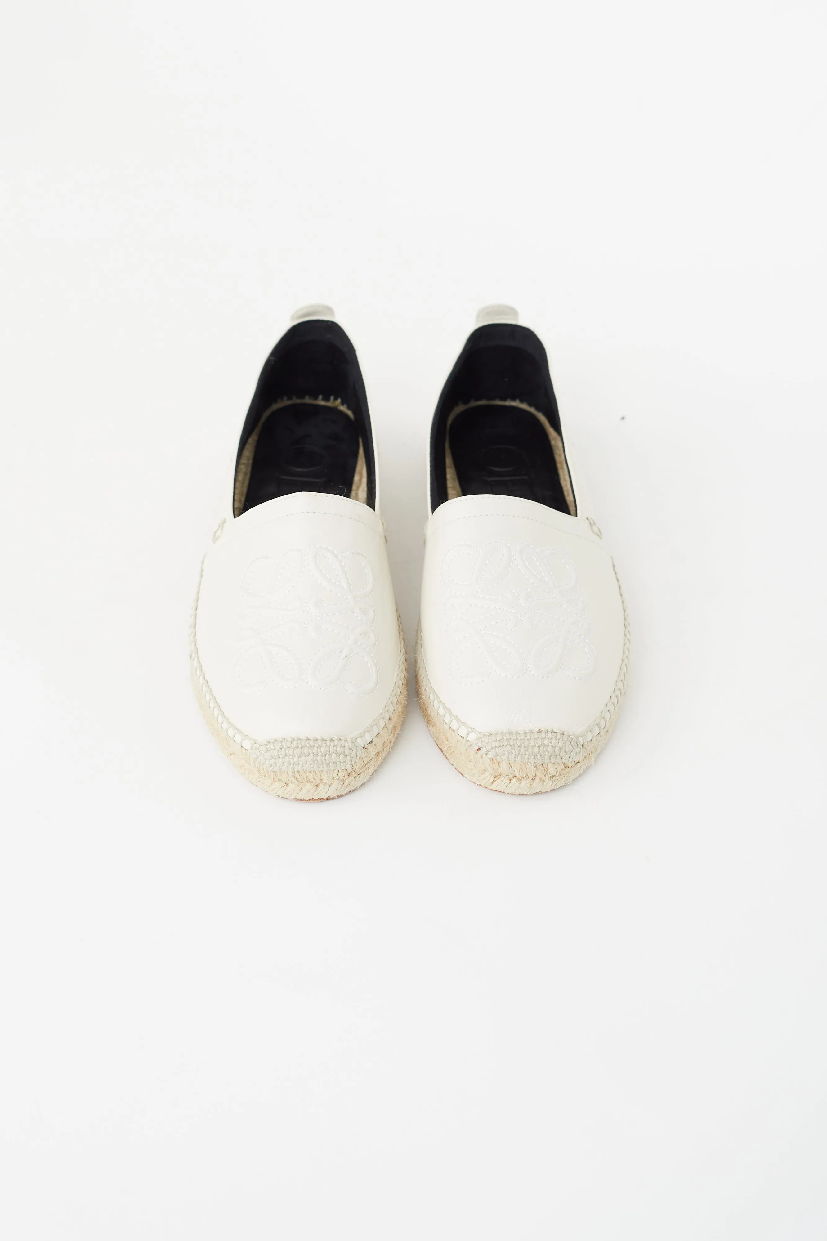 Cream Anagram Leather Espadrille