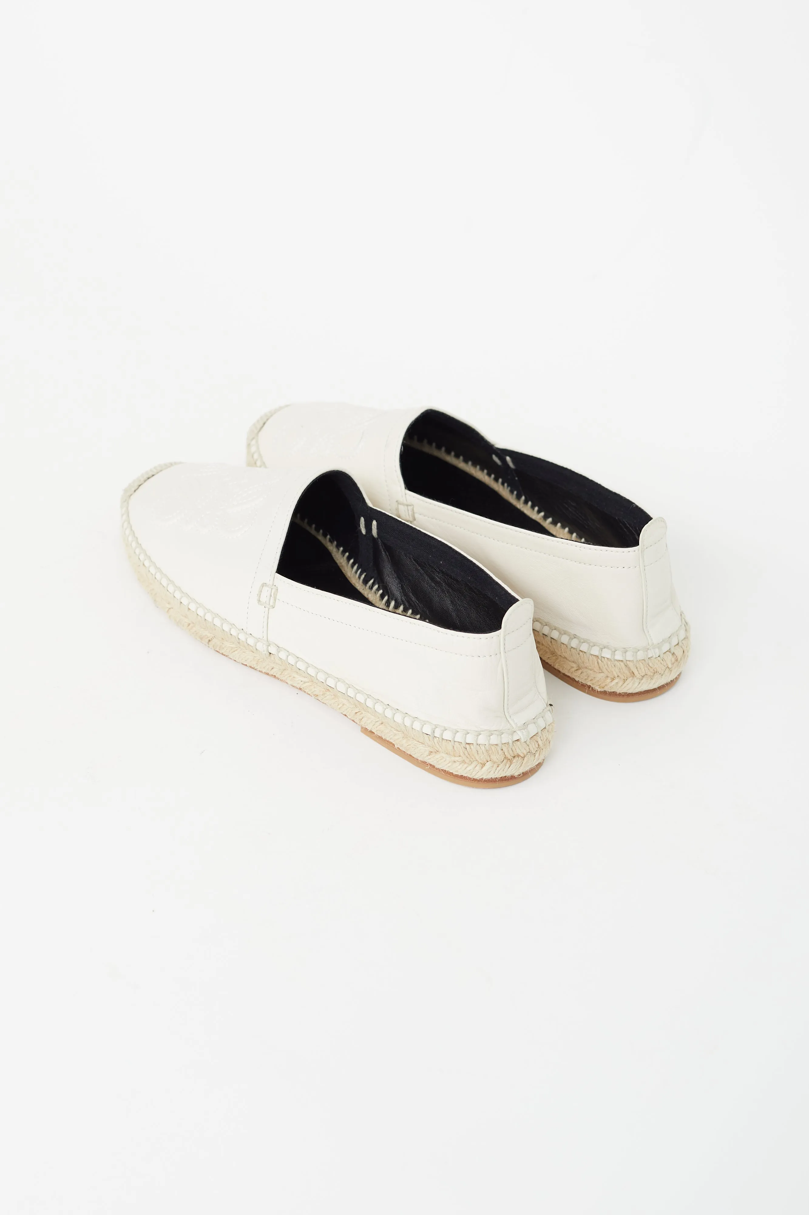 Cream Anagram Leather Espadrille
