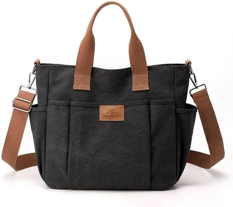 Crossbody Canvas Bag Women Large Capacity Portable Vintage Travel Satchel Handbags Multi Pocket Shoulder Bags