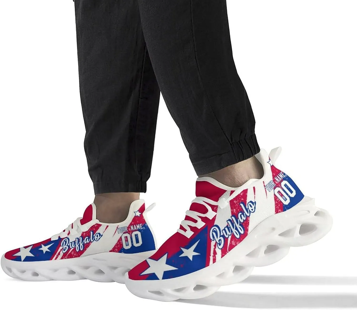 Custom Men's Sneakers Football Name & Number Breathable Fan Gift for Men Women Athletic Gym Slip-on Shoes Personalized