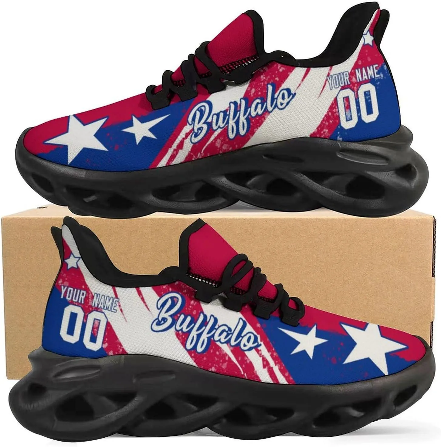 Custom Men's Sneakers Football Name & Number Breathable Fan Gift for Men Women Athletic Gym Slip-on Shoes Personalized