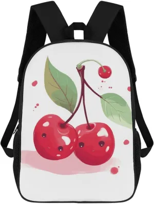 Cute Cherry Business Laptop Backpack for Women Men 17 Inch Carry on Backpack Waterproof Black Bookbag Fashion Lightweight Backpacks for Travel Hiking Camping Casual Daypack Backpacks