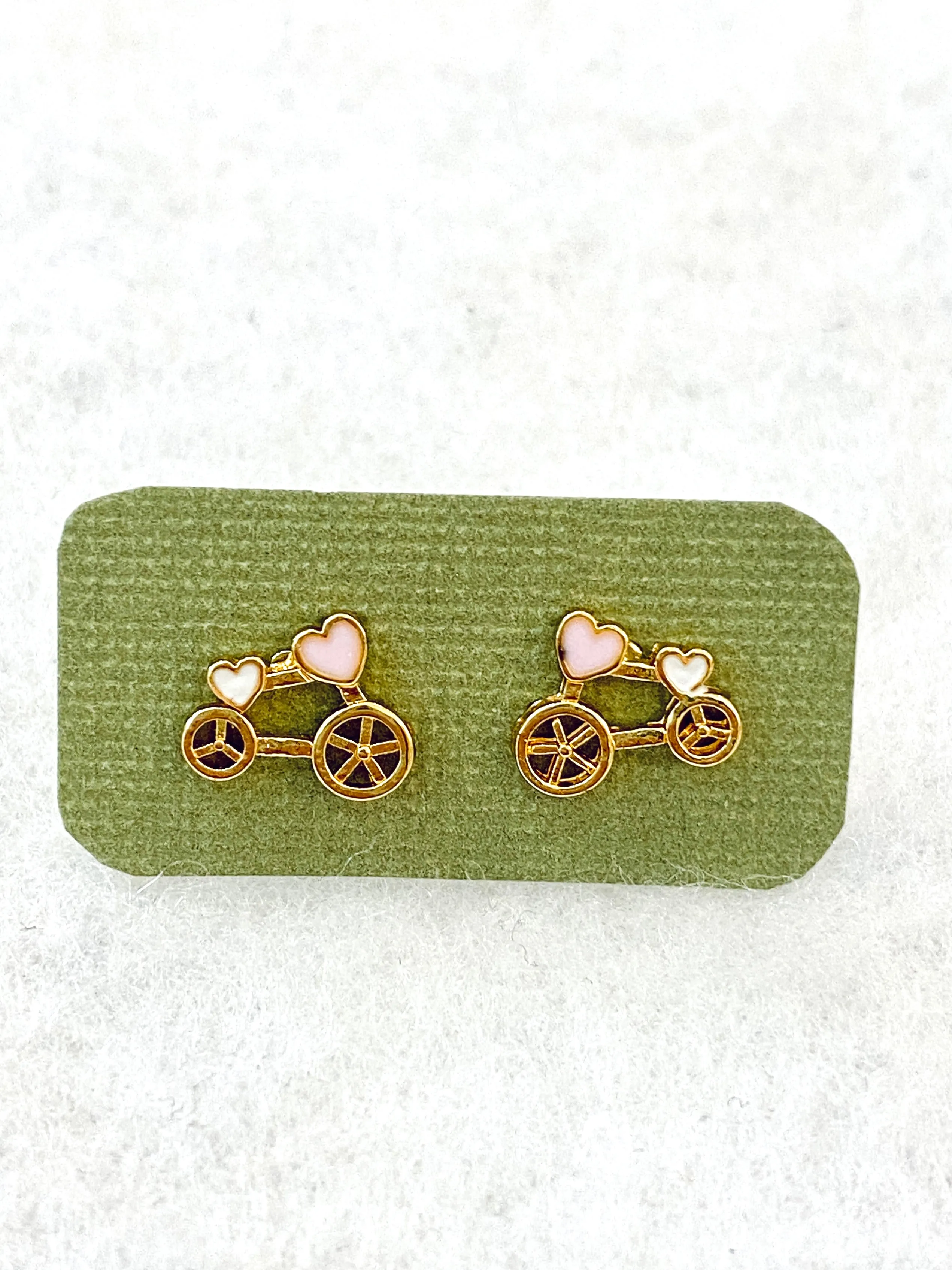 Cute Heart Bike Stud Earrings