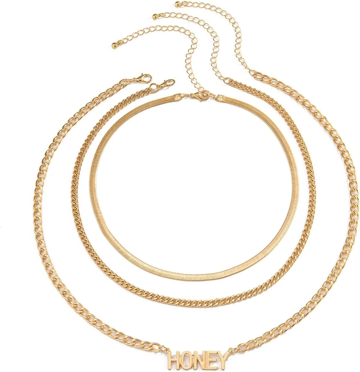 Dainty Layer Necklace for Women, 3 Layer Necklace Pendant Necklaces Gold Lobster Claw Geometric Chain Design Graduation Sister Gifts