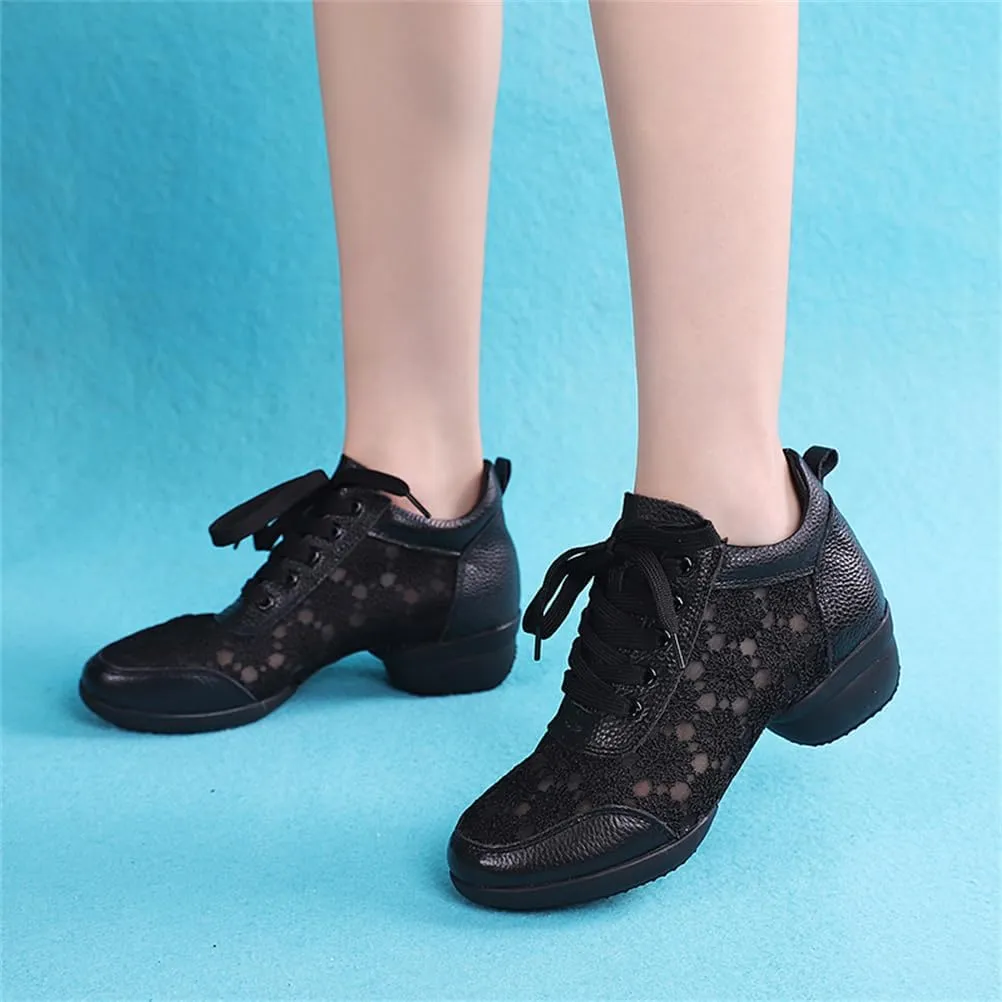 Dance Shoes for Women Lace-Up Jazz Shoes Professional Teaching Latin Dance Heels Closed-Toe Ballroom Salsa Dance Shoes