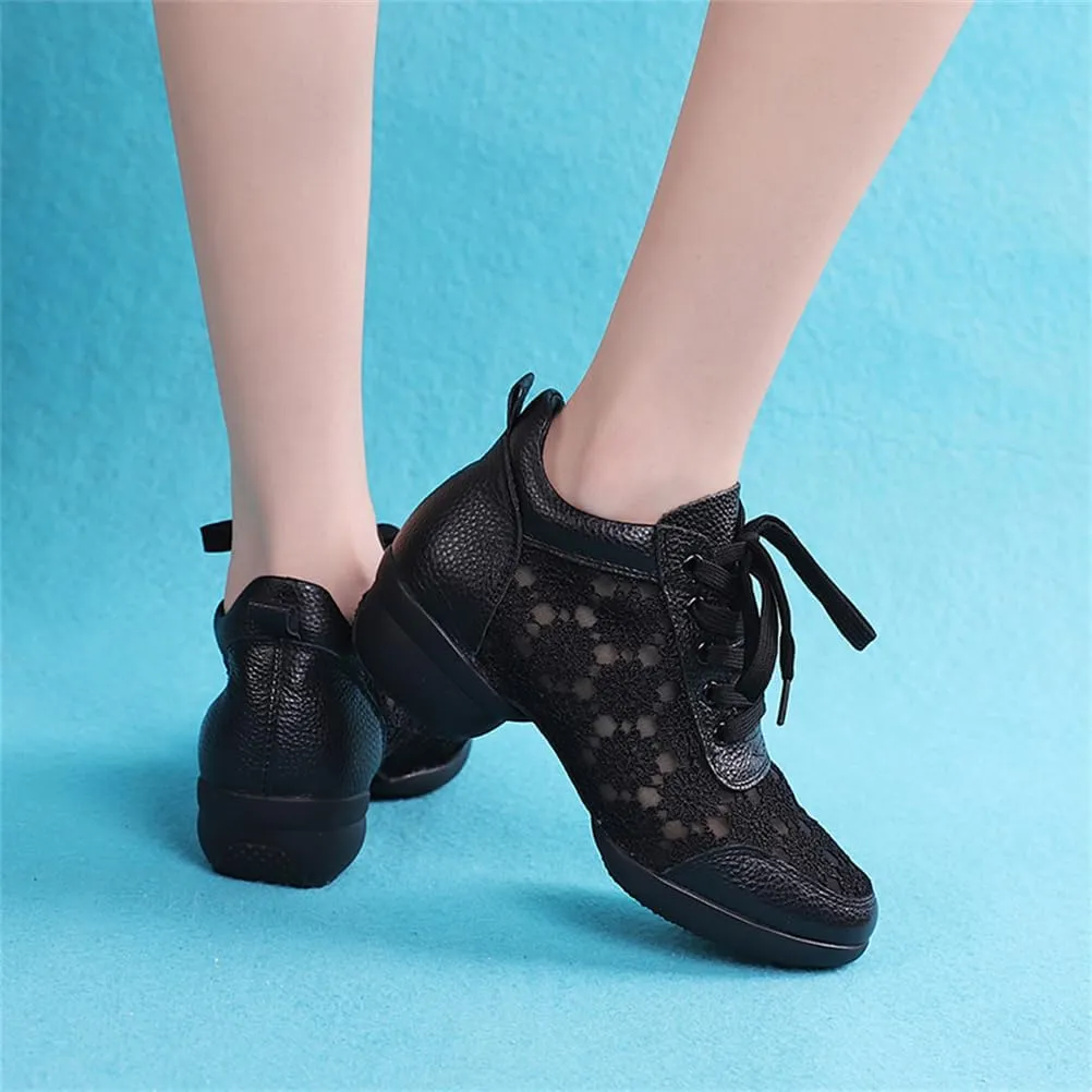 Dance Shoes for Women Lace-Up Jazz Shoes Professional Teaching Latin Dance Heels Closed-Toe Ballroom Salsa Dance Shoes