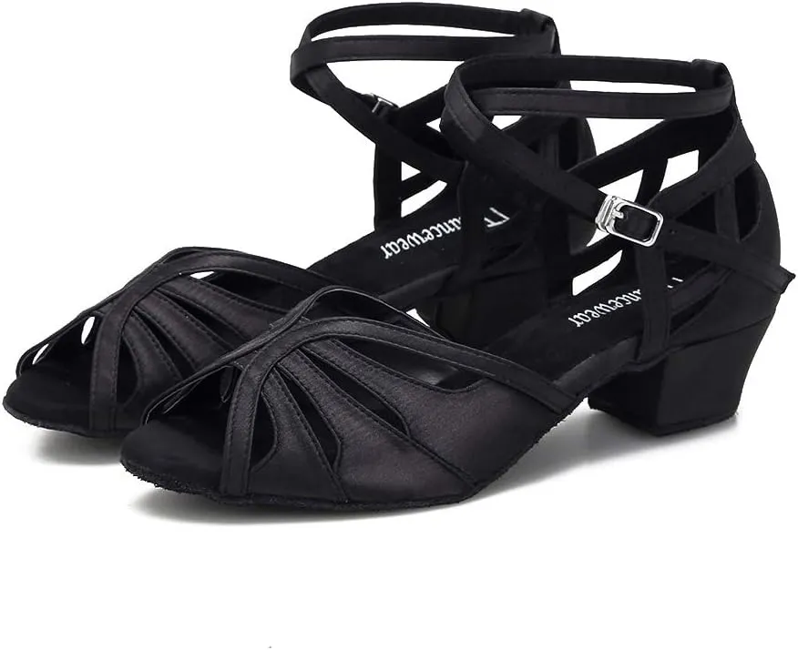 Dance Shoes for Women Low Heel Ballroom Dance Shoes Salsa Latin Practice Dancing Shoes Cuban Heels 1.5 inch