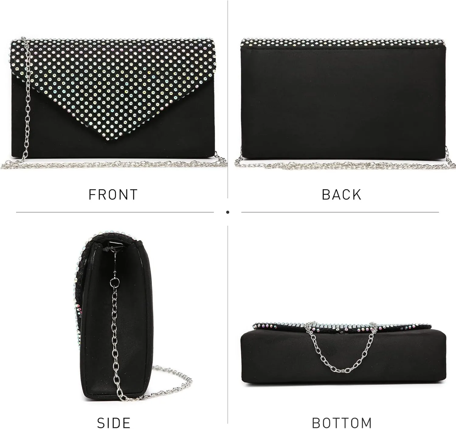 Dasein Women Sparkle Rhinestone Evening Purses Clutch Bags for Prom Cocktail Party Wedding Engagement