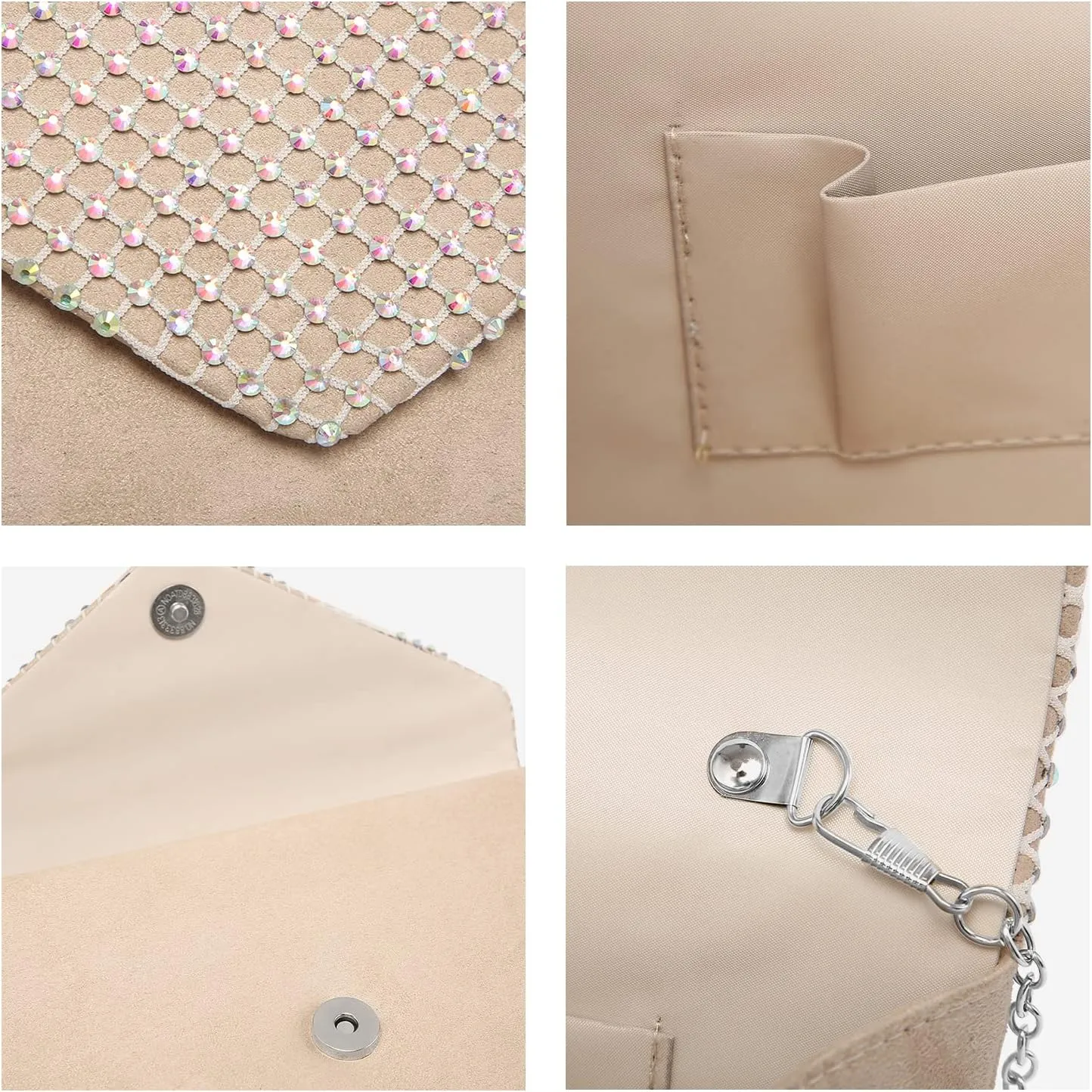 Dasein Women Sparkle Rhinestone Evening Purses Clutch Bags for Prom Cocktail Party Wedding Engagement