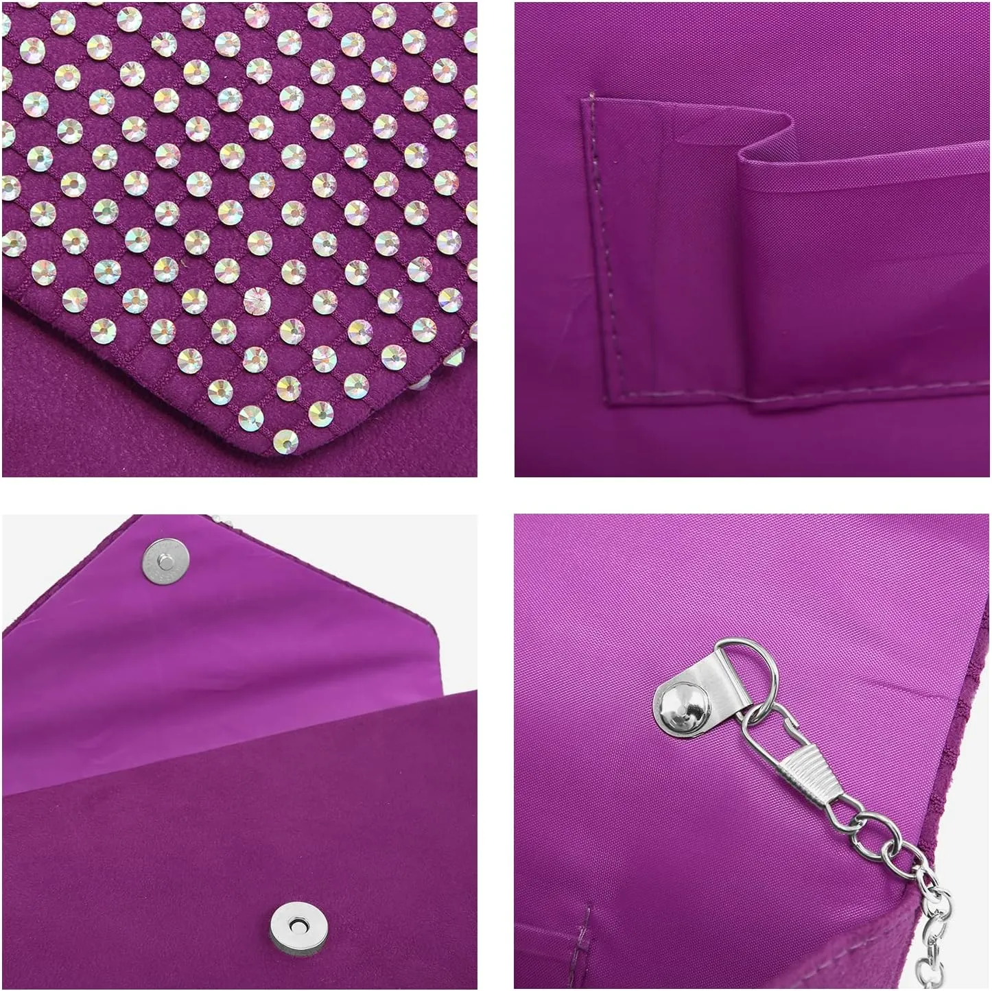 Dasein Women Sparkle Rhinestone Evening Purses Clutch Bags for Prom Cocktail Party Wedding Engagement