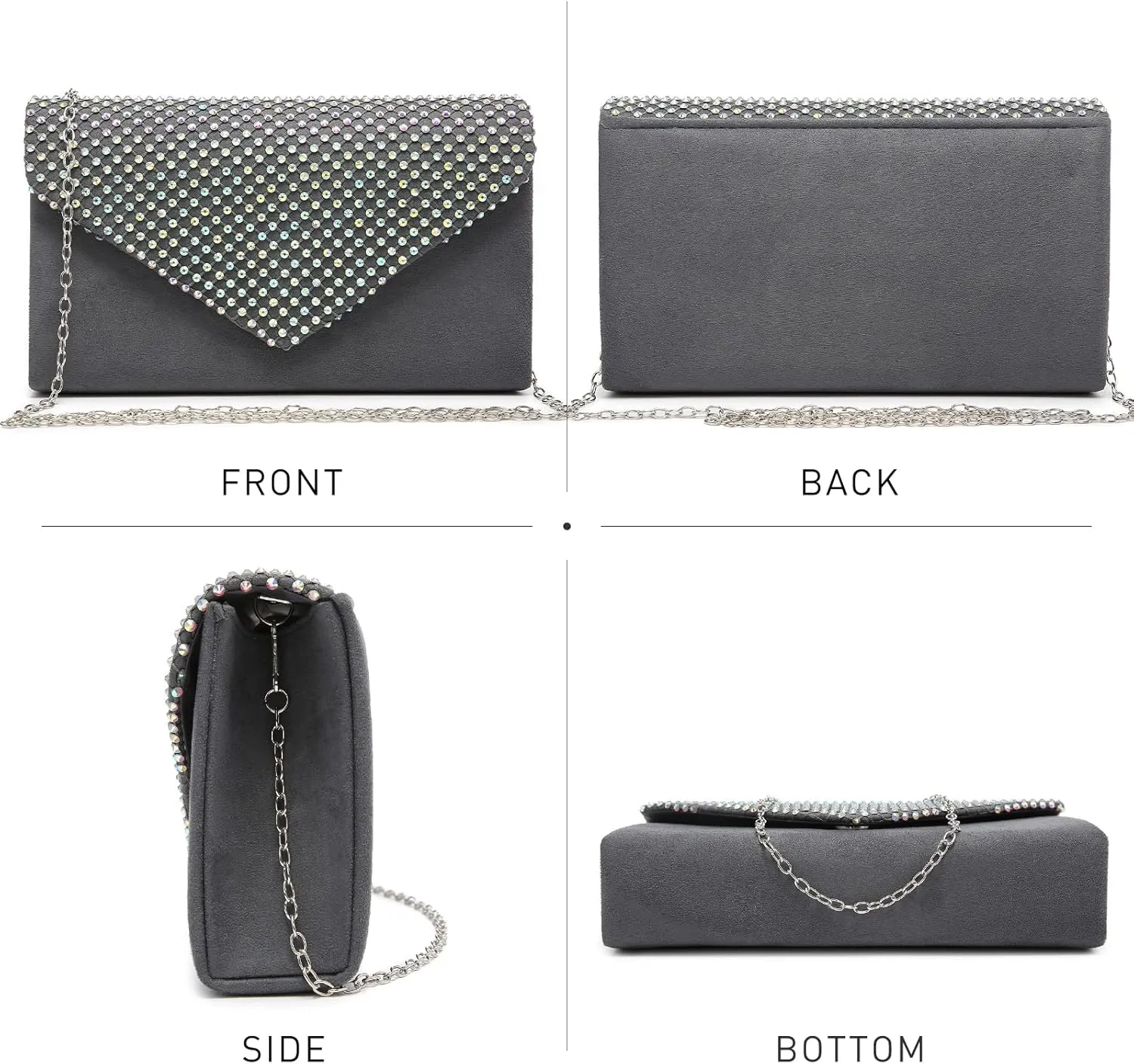 Dasein Women Sparkle Rhinestone Evening Purses Clutch Bags for Prom Cocktail Party Wedding Engagement