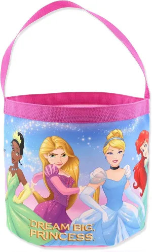 Disney Princess Girls Collapsible Nylon Gift Basket Bucket Tote Bag