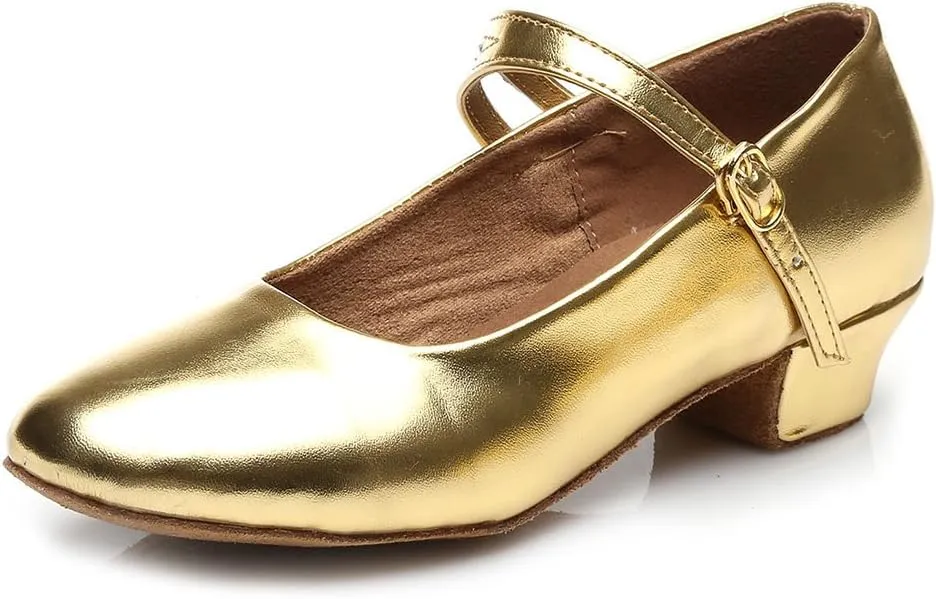 DKZSYIM Girls&Women's Leather Latin Dance Shoes Ballroom Performance Shoes,Style 207