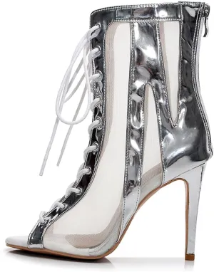DKZSYIM Open Toe Dance Boots Women Latin Salsa Ballroom Lace-up Ankle Dance Shoes,Model QJW7259