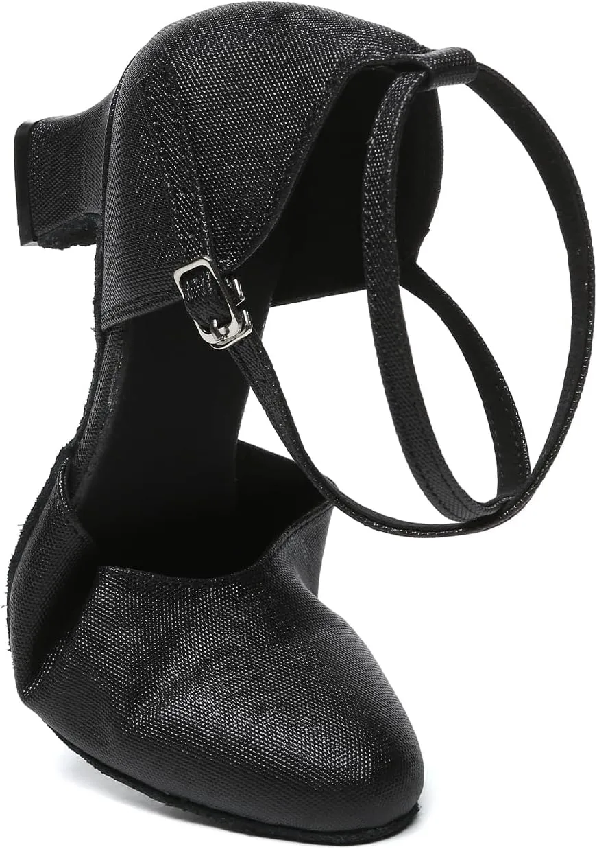 DKZSYIM Women Ballroom Latin Dance Shoes Closed Toe Salsa Tango Party Dance Shoes,Model YC-L639