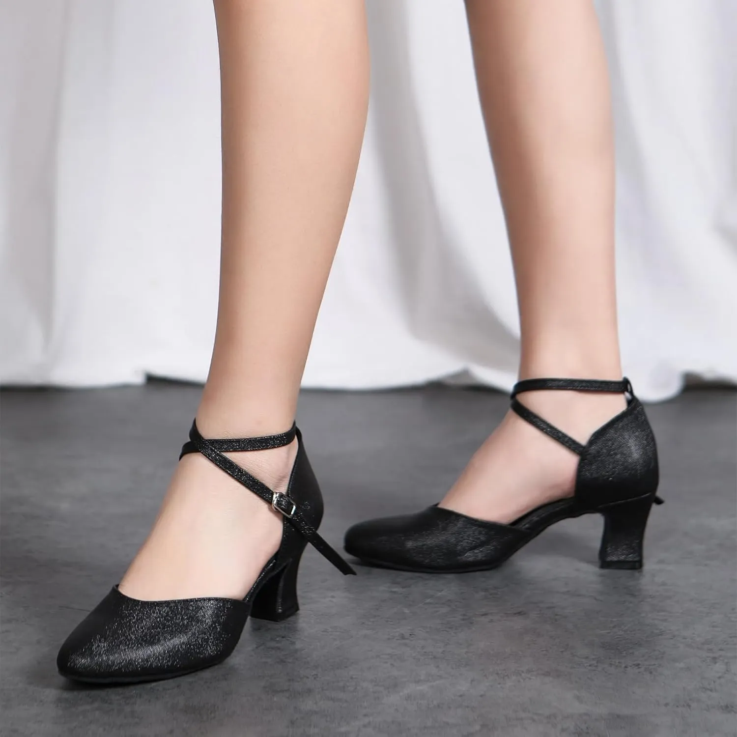 DKZSYIM Women Ballroom Latin Dance Shoes Closed Toe Salsa Tango Party Dance Shoes,Model YC-L639