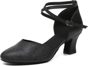 DKZSYIM Women Ballroom Latin Dance Shoes Closed Toe Salsa Tango Party Dance Shoes,Model YC-L639