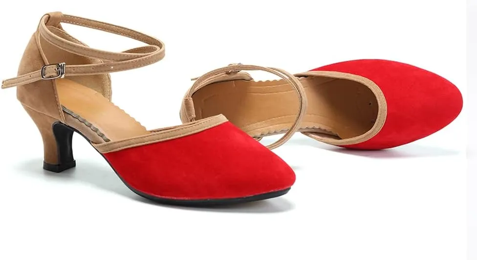 DKZSYIM Women Latin Dance Shoes Closed Toe Ballroom Salsa Tango Practice Performence Dancing Shoes,Model QJW7119