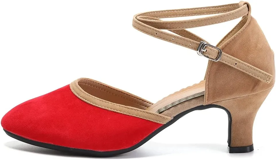 DKZSYIM Women Latin Dance Shoes Closed Toe Ballroom Salsa Tango Practice Performence Dancing Shoes,Model QJW7119