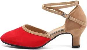 DKZSYIM Women Latin Dance Shoes Closed Toe Ballroom Salsa Tango Practice Performence Dancing Shoes,Model QJW7119