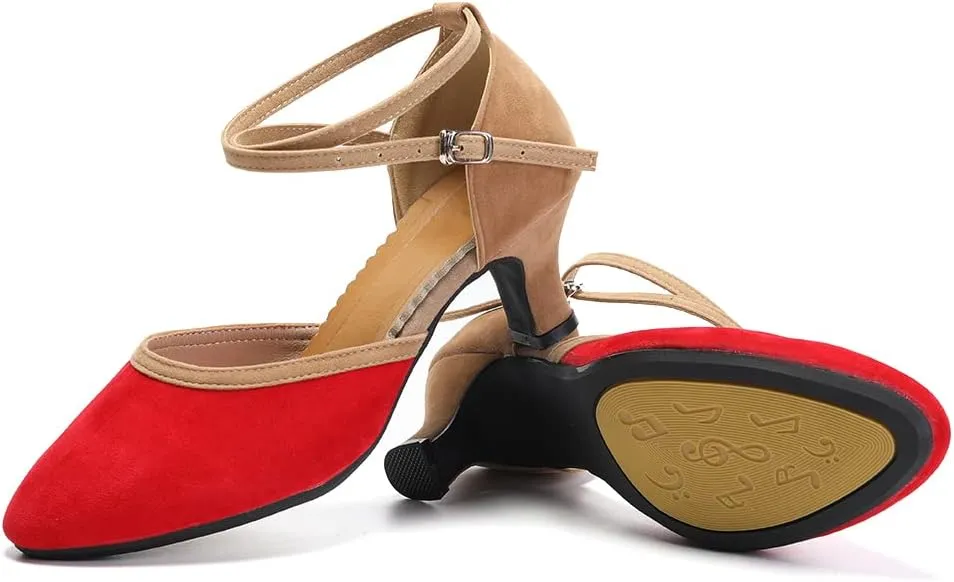 DKZSYIM Women Latin Dance Shoes Closed Toe Ballroom Salsa Tango Practice Performence Dancing Shoes,Model QJW7119
