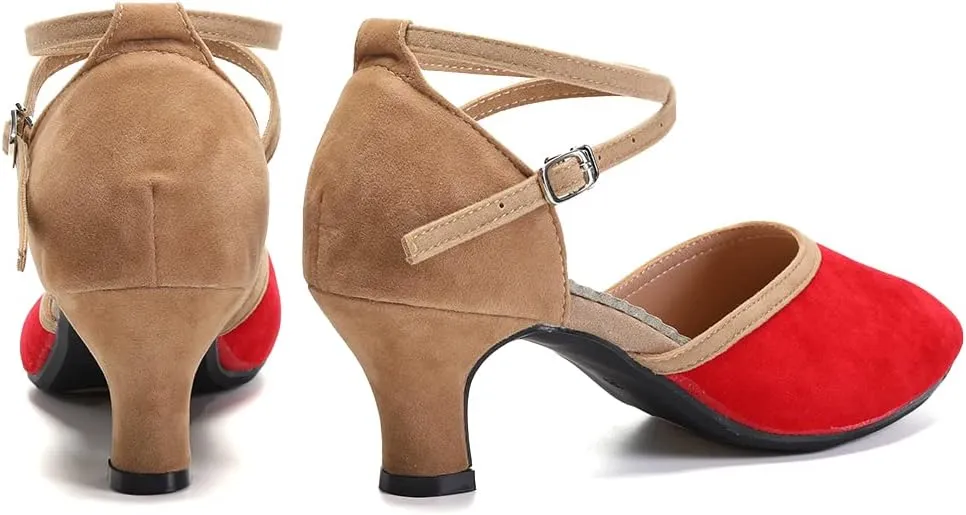 DKZSYIM Women Latin Dance Shoes Closed Toe Ballroom Salsa Tango Practice Performence Dancing Shoes,Model QJW7119