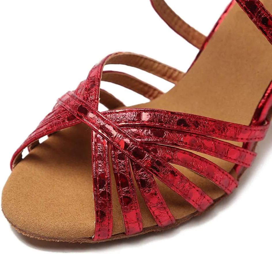 DKZSYIM Women's Latin Dance Shoes Ballroom Performance Glitter Dance Shoes,Model YCL226
