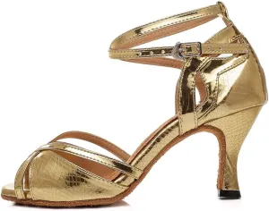 DKZSYIM Women's Latin Dance Shoes Ballroom Practice Performance Dance Shoes Model YCL033
