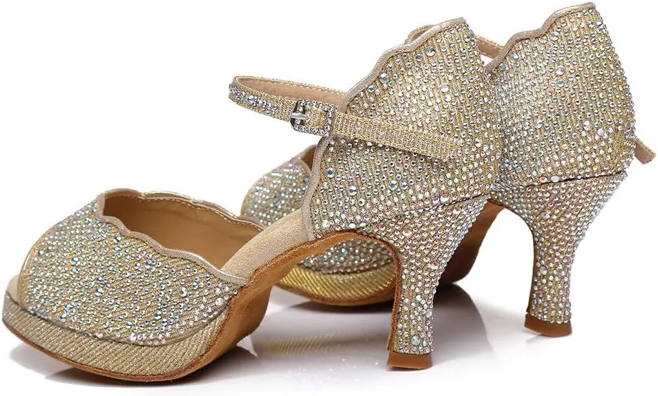DKZSYIM Women's Latin Dance Shoes Ballroom Practice Performance Dance Shoes Model YCL391