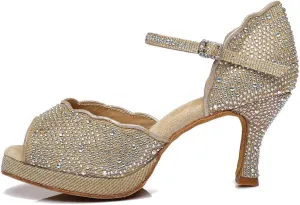 DKZSYIM Women's Latin Dance Shoes Ballroom Practice Performance Dance Shoes Model YCL391