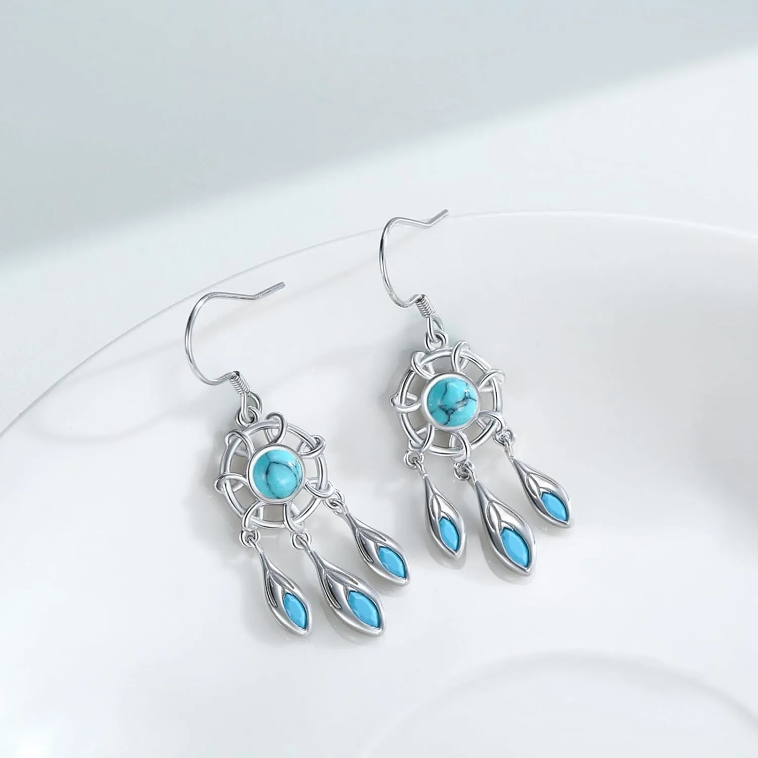 Dreamcatcher Earring 925 Sterling Silver Dream Catcher Earring for Women Girls Dreamcatchers Drop Dangle Earrings Feather Hook Earring Jewelry Gifts