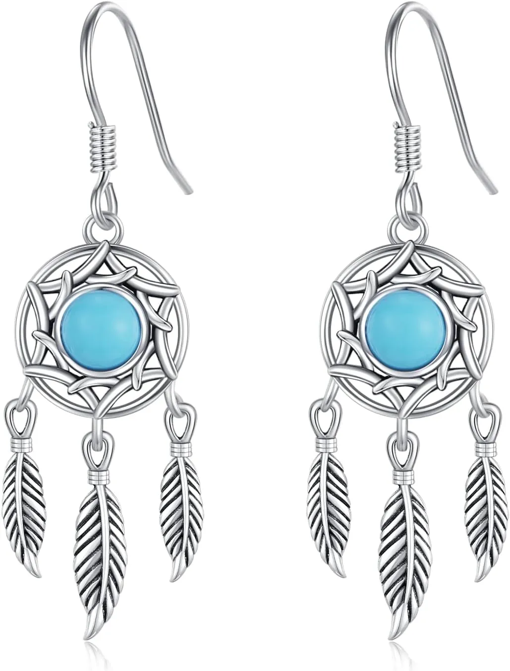 Dreamcatcher Earring 925 Sterling Silver Dream Catcher Earring for Women Girls Dreamcatchers Drop Dangle Earrings Feather Hook Earring Jewelry Gifts