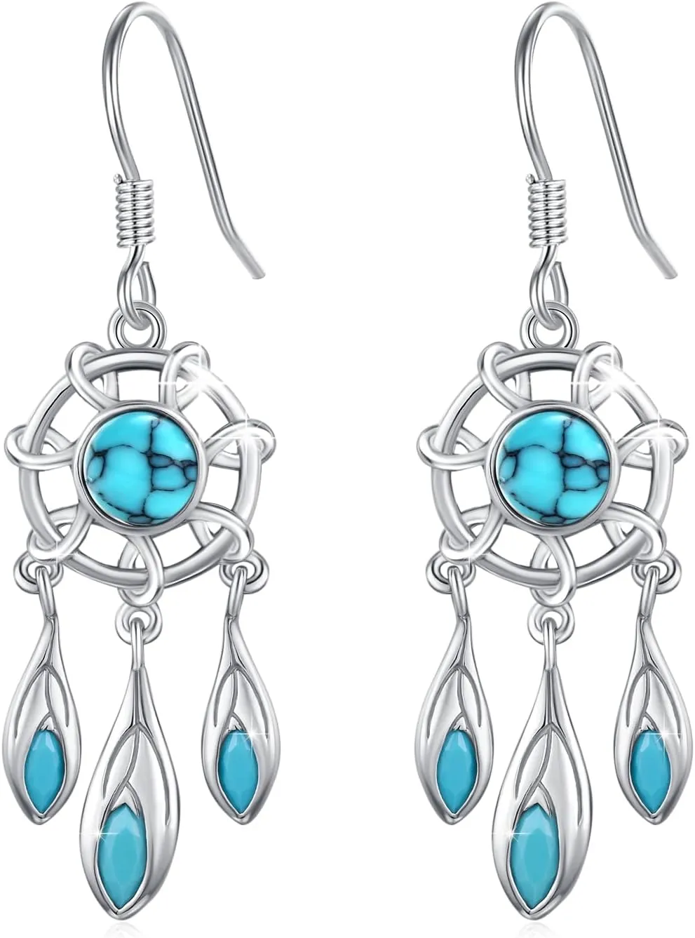 Dreamcatcher Earring 925 Sterling Silver Dream Catcher Earring for Women Girls Dreamcatchers Drop Dangle Earrings Feather Hook Earring Jewelry Gifts