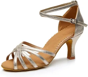Dress First Ballroom Dance Shoes High Heel Latin Shoes Women Ballet & Dance Shoes Comforable Leatherette Indoor Dancing Shoes with Buckle, 2.76"