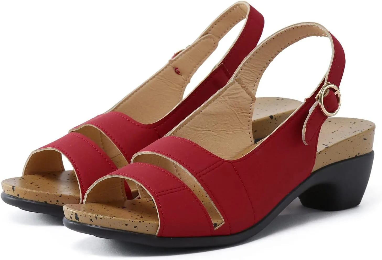Eduavar Sandals for Women Casual Summer, Heeled Sandals for Women Dressy Summer Open Toe Chunky Low Heel Sandals Shoes