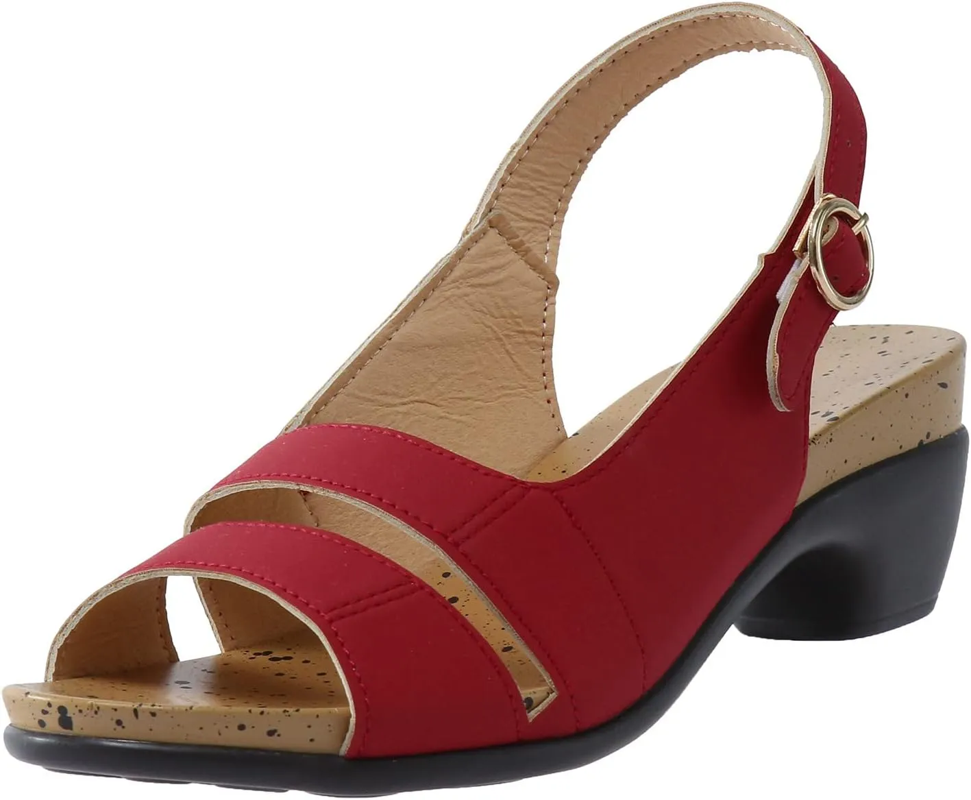 Eduavar Sandals for Women Casual Summer, Heeled Sandals for Women Dressy Summer Open Toe Chunky Low Heel Sandals Shoes