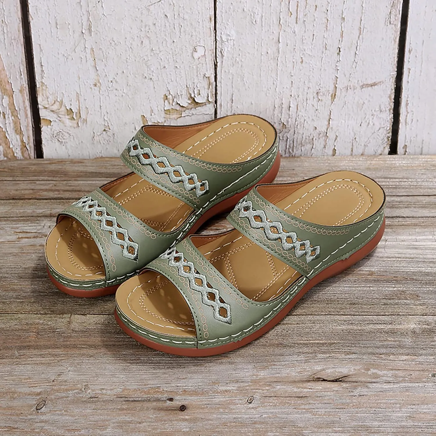 Eduavar Sandals for Women Casual Summer, Orthopedic Sandals for Women Comfortable Open Toe Sandals Casual Beach Slippers