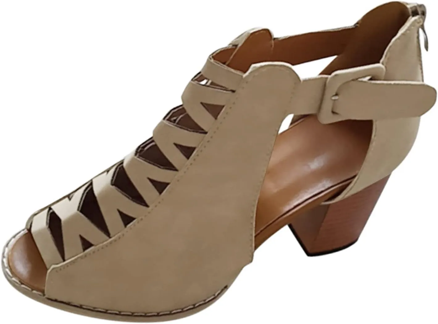 Eduavar Sandals for Women Casual Summer, Sandals for Women Dressy Summer Chunky Low Heel Sandals Breathable Hollow Out Sandal