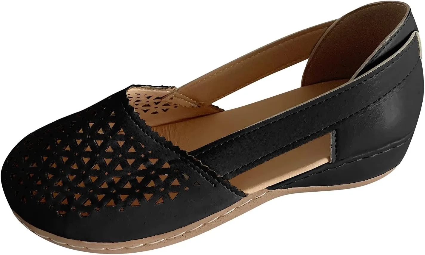Eduavar Womens Wedge Sandals, Orthopedic Sandals for Women Mule Hollow Out Slip On Shoes Orthotic Wedge Sandals