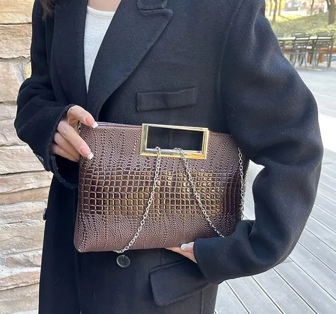 Elegant Cocodrilo Clutch Purses for Women Evening Bag PU Leather Handbag Crossbody Bag for Wedding 2025