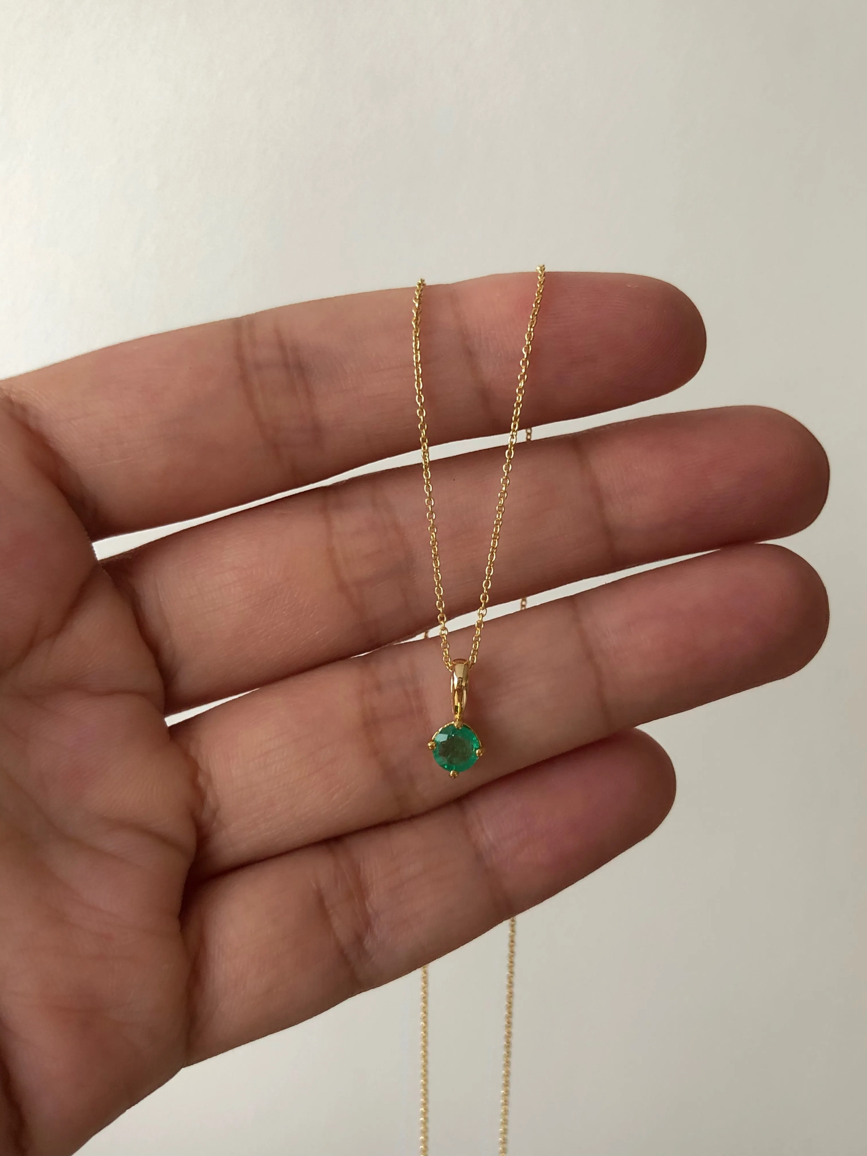 Emerald Pendant Necklace, Solid Gold | ONE-OF-A-KIND