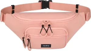 Fanny Packs for Women Men, Small Travel Fanny Pack Lightweight Crossbody Waist Bag Large Capacity, Water Resistant Belt Bags with Adjustable Strap for Hiking, Cycling (Pink)