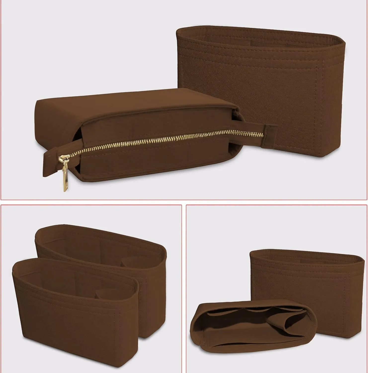 Felt Tote Bag organizer with Zipper Small Purse Organizer Insert With 2 Packs fits NeoNoe No Series perfectly