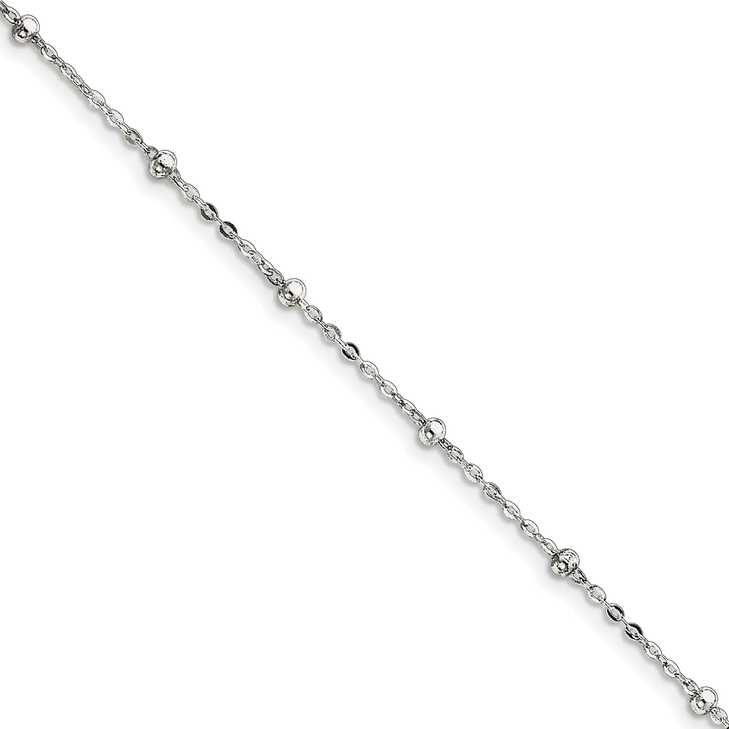 FindingKing Sterling Silver 1mm Beaded Chain Anklet Jewelry 9"