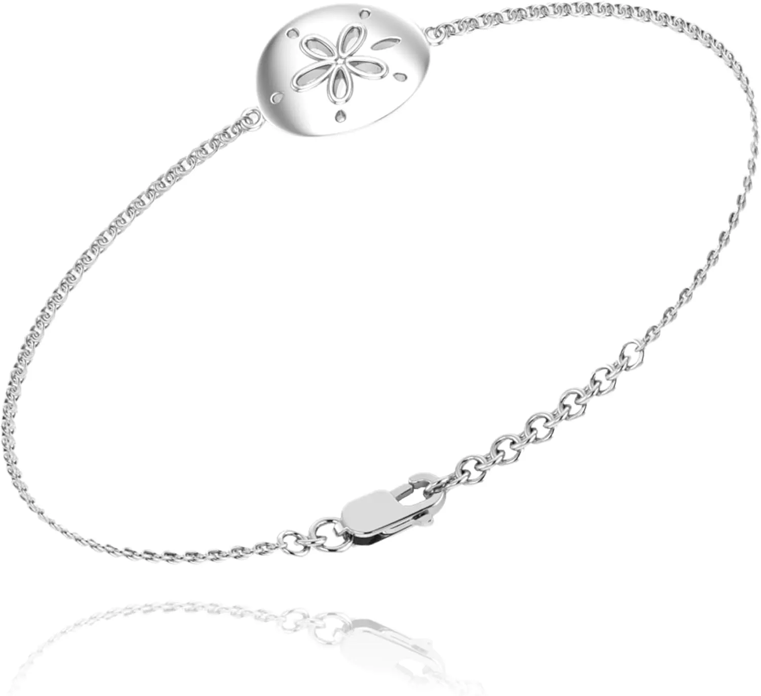Fine Bracelet Gift for Women 925 Sterling Silver Sea Sand Dollar Charm Bracelets Floral Flower Starfish Pendant Jewelry