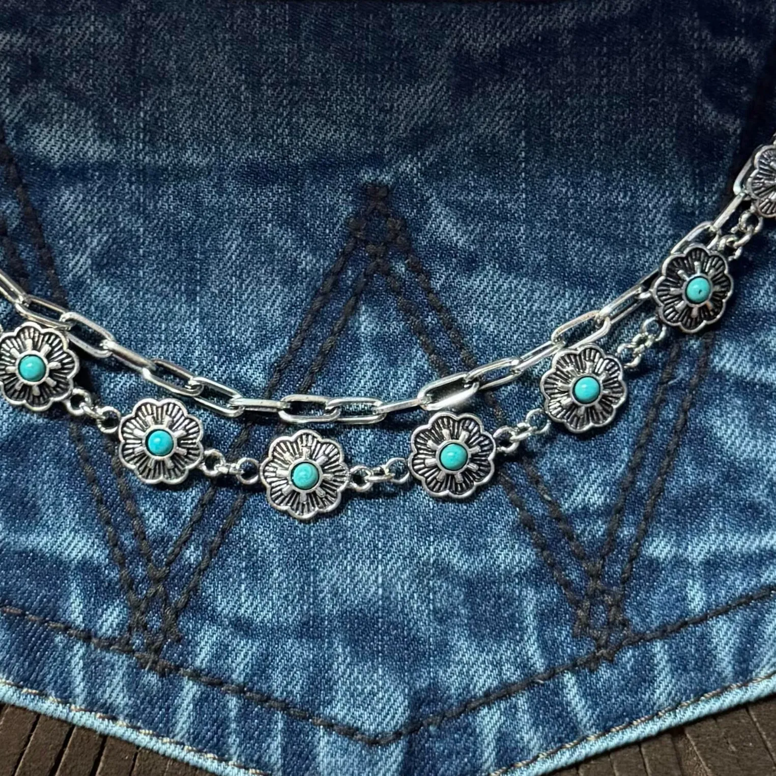 Floral Turquoise Charm Strap  Western Glam for Bags & Hats